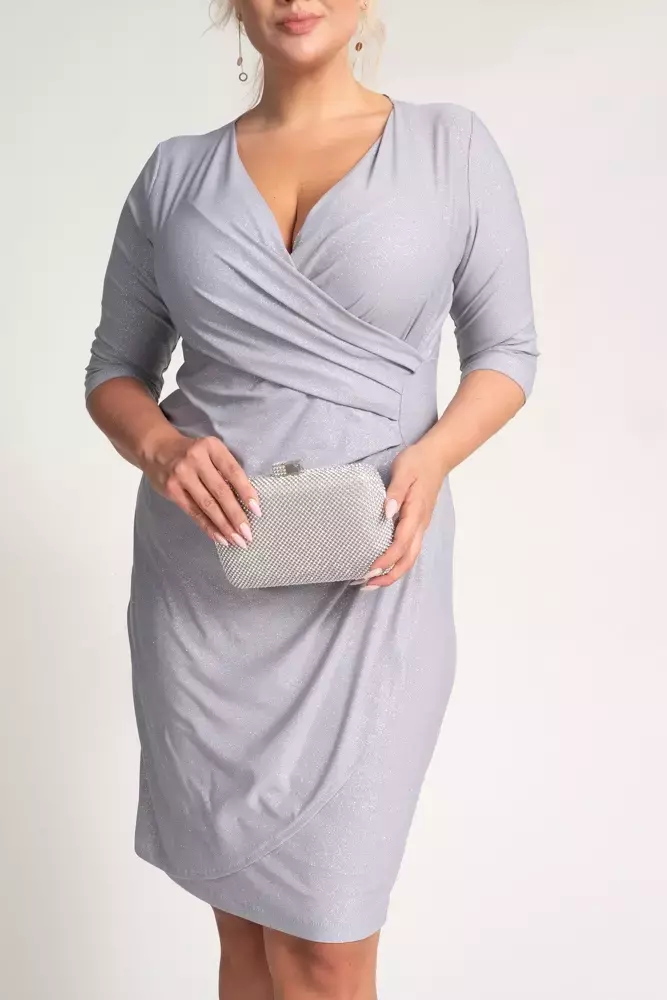 Grey Brocade Dress BRILIA